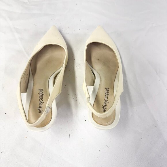 JEFFREY CAMPBELL WHITE KITTEN HEEL SLING BACK * SOLD AS IS - Picture 3 of 5
